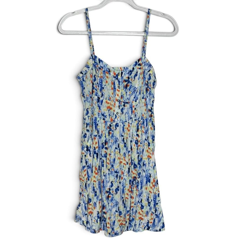 Express Blue White Tie Dye Strappy Summer Dress Women’s Size Small